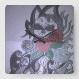 klok met print van tattoo ontwerp btje スクエア壁時計