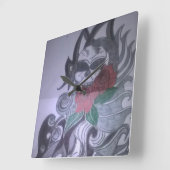 klok met print van tattoo ontwerp btje スクエア壁時計 (傾斜)