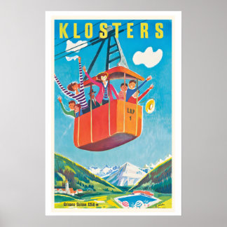 Klosters Grisons Switzerland Vintage Travel Poster ポスター