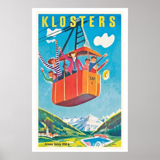Klosters Grisons Switzerland Vintage Travel Poster ポスター (正面)