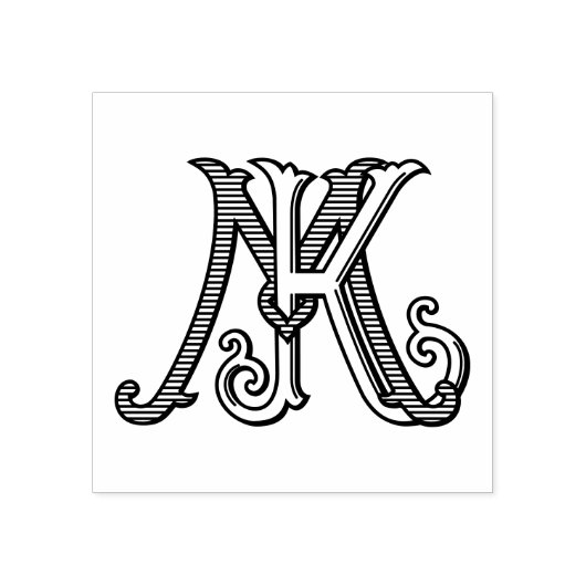 KM Initials MK Monogram Rubber Ink Stamp Wedding ラバースタンプ (インプリント)