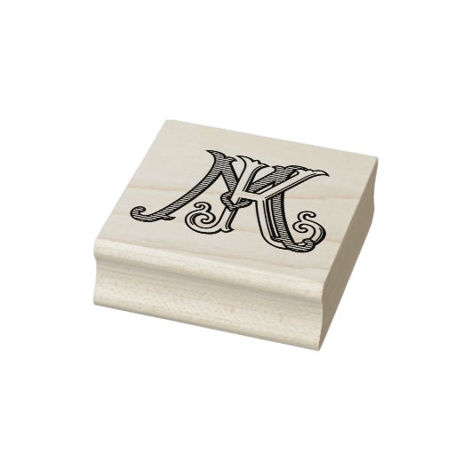 KM Initials MK Monogram Rubber Ink Stamp Wedding ラバースタンプ (スタンプ)