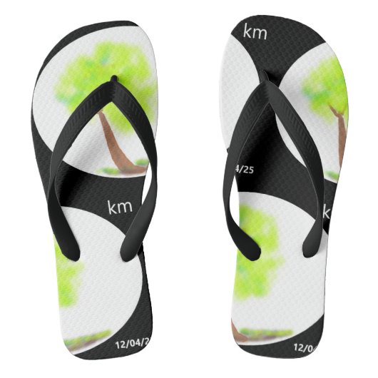 km tree painting flip flops ビーチサンダル (フットベッド)