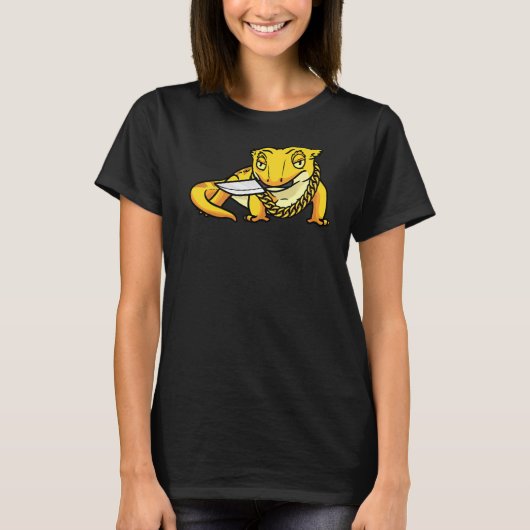 Kn付き紋付きゲッコトカゲまつげゲッコ爬虫類 Tシャツ (正面)