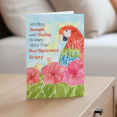 Knee Replacement Healing Scarlet Macaws, Hibiscus カード