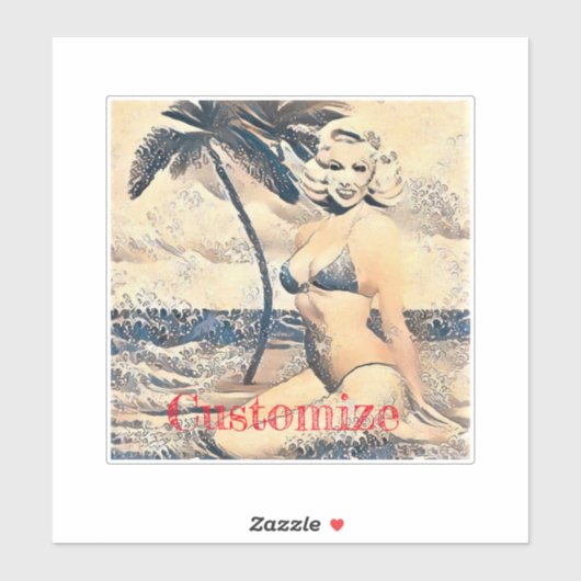 Kneeling Blonde Bikini Model Thunder_Cove シール (シート)