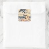 Kneeling Blonde Bikini Model Thunder_Cove スクエアシール (バッグ)