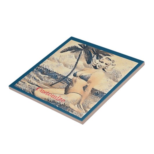 Kneeling Blonde Bikini Model Thunder_Cove タイル (側面)