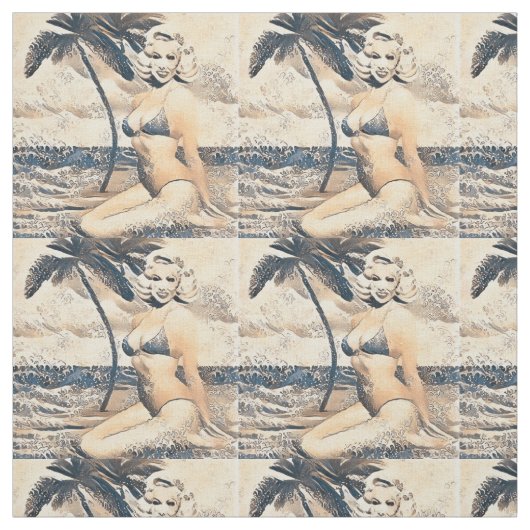 Kneeling Blonde Bikini Model Thunder_Cove ファブリック (見本)