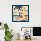 Kneeling Blonde Bikini Model Thunder_Cove ポスター (ホームオフィス)