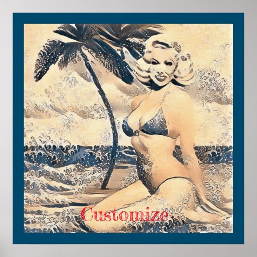 Kneeling Blonde Bikini Model Thunder_Cove ポスター (正面)