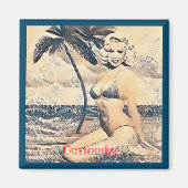 Kneeling Blonde Bikini Model Thunder_Cove マグネット (正面)