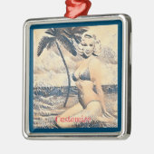 Kneeling Blonde Bikini Model Thunder_Cove メタルオーナメント (左)