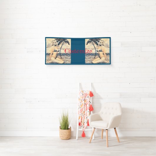 Kneeling Blonde Bikini Model Thunder_Cove 横断幕 (インサイチュ)