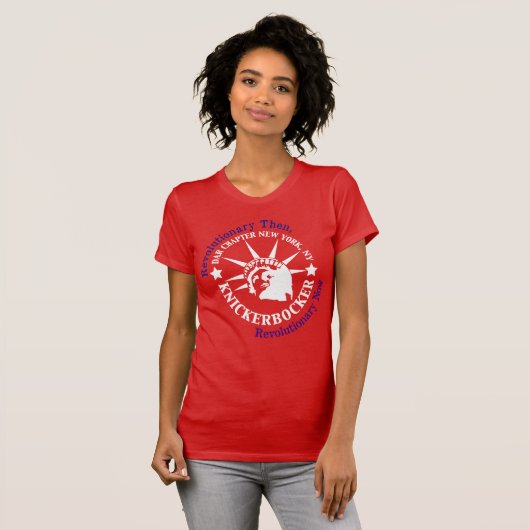 Knickerbockerの白くおよび青のロゴ Tシャツ (正面フル)
