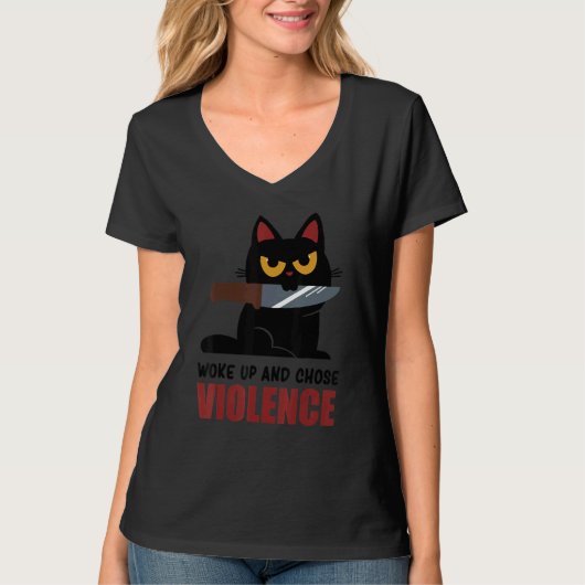 Knife Cat Woke Up And Chose Violence  Tee Tシャツ (正面)