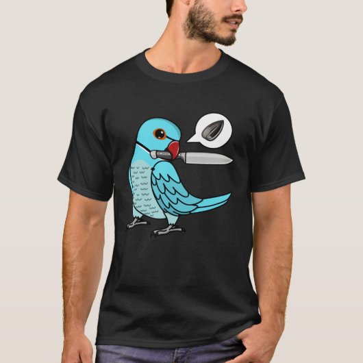 Knife Parrot Wants Seeds I Blue Indian Ringneck Tシャツ (正面)