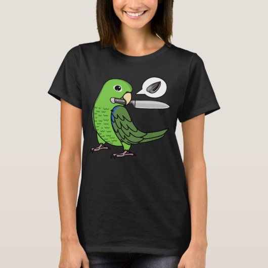 Knife Parrot Wants Seeds I Green Parrotlet Tシャツ (正面)