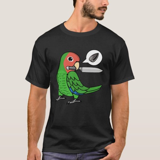 Knife Parrot Wants Seeds I Rosy faced Green Lovebi Tシャツ (正面)