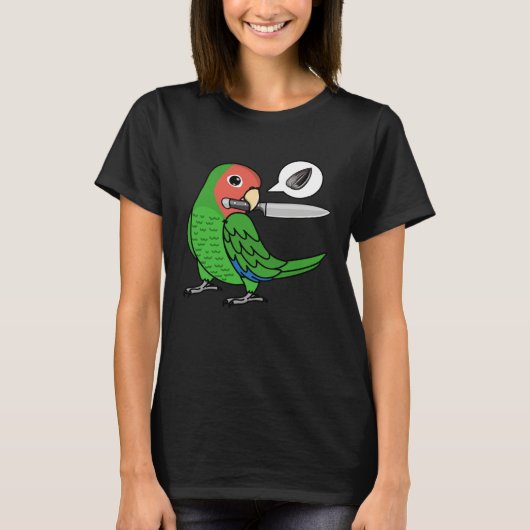 Knife Parrot Wants Seeds I Rosy faced Green Lovebi Tシャツ (正面)