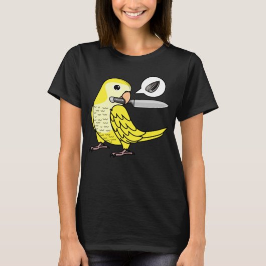 Knife Parrot Wants Seeds I Yellow Lutino Monk Para Tシャツ (正面)