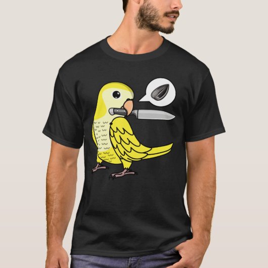 Knife Parrot Wants Seeds I Yellow Lutino Monk Para Tシャツ (正面)