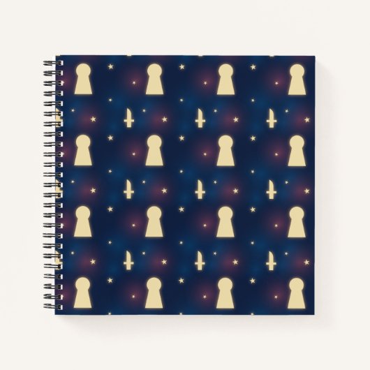 Knife Star Keyhole Notebook | Dark Back Journal ノートブック (正面)