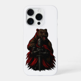 Knight and Bear – Epic Warrior Fantasy Illustratio iPhone 16 Proケース