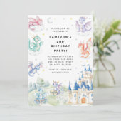 Knight and Dragon Royal Medieval Boy Birthday 招待状 (スタンド正面)