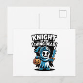 Knight Boo – Spooky Cute Halloween Ghost Sword シーズンポストカード (正面/裏面)