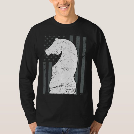 Knight Chess Piece USA Flag  Womens Mens Chess Pla Tシャツ (正面)