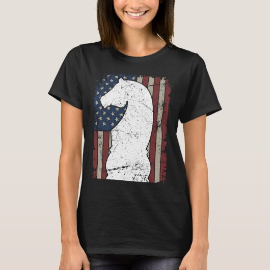 Knight Chess Piece USA Flag  Womens Mens Chess Pla Tシャツ (正面)