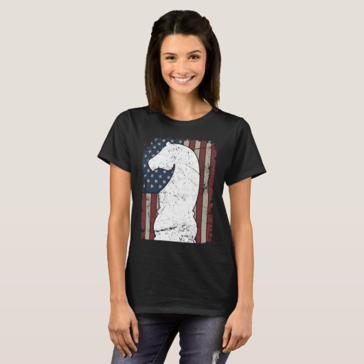 Knight Chess Piece USA Flag  Womens Mens Chess Pla Tシャツ (正面フル)