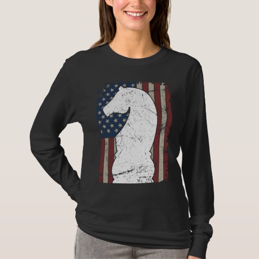 Knight Chess Piece USA Flag  Womens Mens Chess Pla Tシャツ (正面)