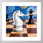 Knight Fork Chess Art – Queen Under Attack ポスター (正面)