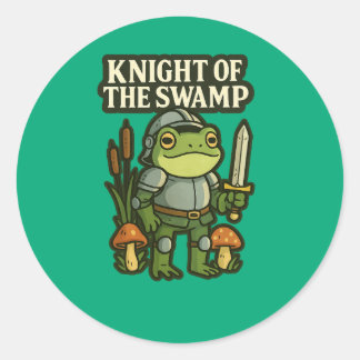 Knight of the Swamp – Cute Frog Knight Sticker ラウンドシール