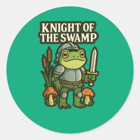 Knight of the Swamp – Cute Frog Knight Sticker ラウンドシール (正面)