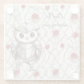 Knight Owl in Shining Armor Red Roses Seeing You ガラスコースター (裏面)