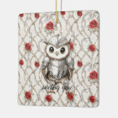 Knight Owl in Shining Armor Red Roses Seeing You セラミックオーナメント (左)