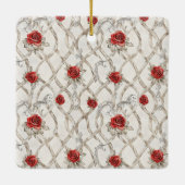 Knight Owl in Shining Armor Red Roses Seeing You セラミックオーナメント (裏面)