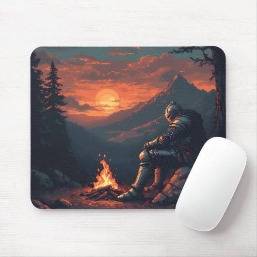Knight’s Rest by the Fire – Epic Fantasy Mouse Pad マウスパッド (マウス)