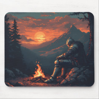 Knight’s Rest by the Fire – Epic Fantasy Mouse Pad マウスパッド