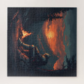 Knight’s Rest by the Fire – Fantasy Sunset Puzzle ジグソーパズル (横)