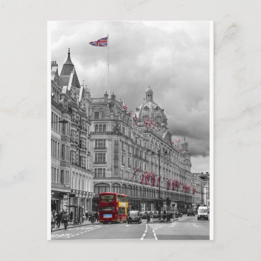 Knightsbridge bw hdrのHarrods ポストカード (正面)