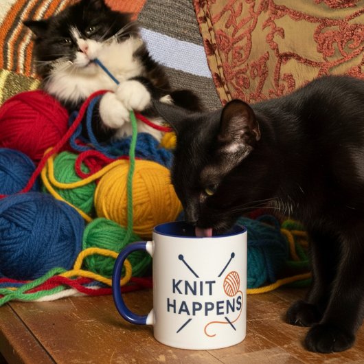 Knit Happens Funny Knitting Pun マグカップ