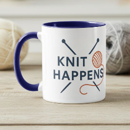 Knit Happens Funny Knitting Pun マグカップ