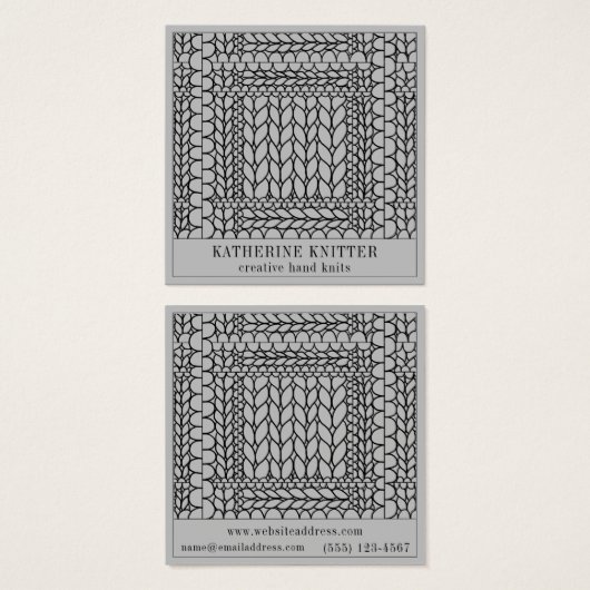 KNIT PURL GRAY スクエア名刺 (正面&裏面)
