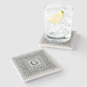 KNIT PURL GRAY 大理石 コースター + イニシャル (横)
