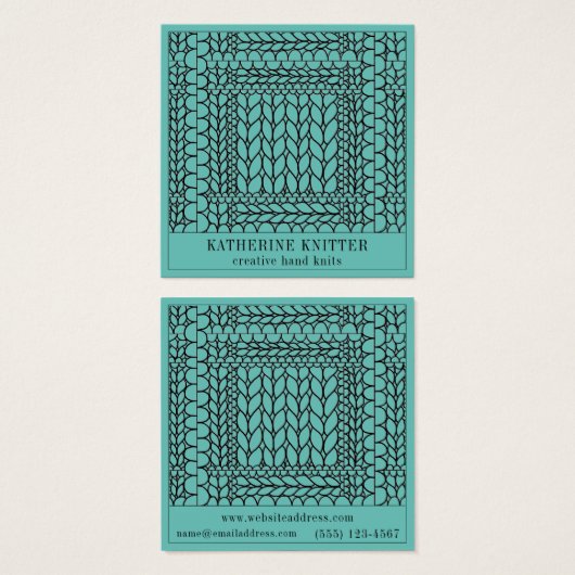 KNIT PURL TEAL スクエア名刺 (正面&裏面)