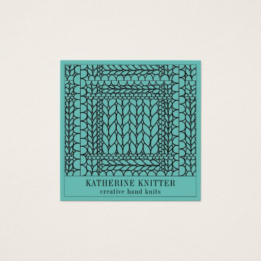 KNIT PURL TEAL スクエア名刺 (正面)